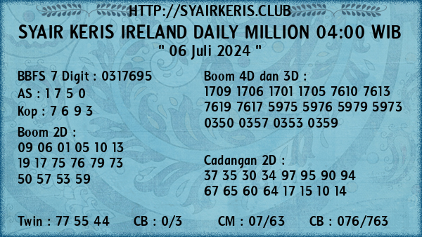 Prediksi Ireland Daily Million 04:00 WIB