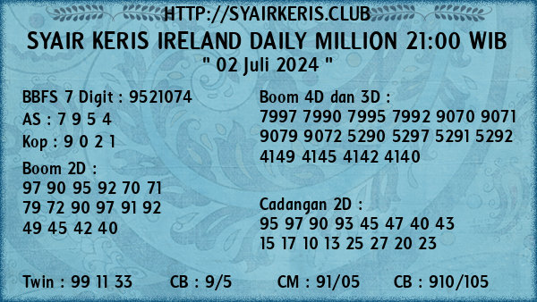 Prediksi Ireland Daily Million 21:00 WIB